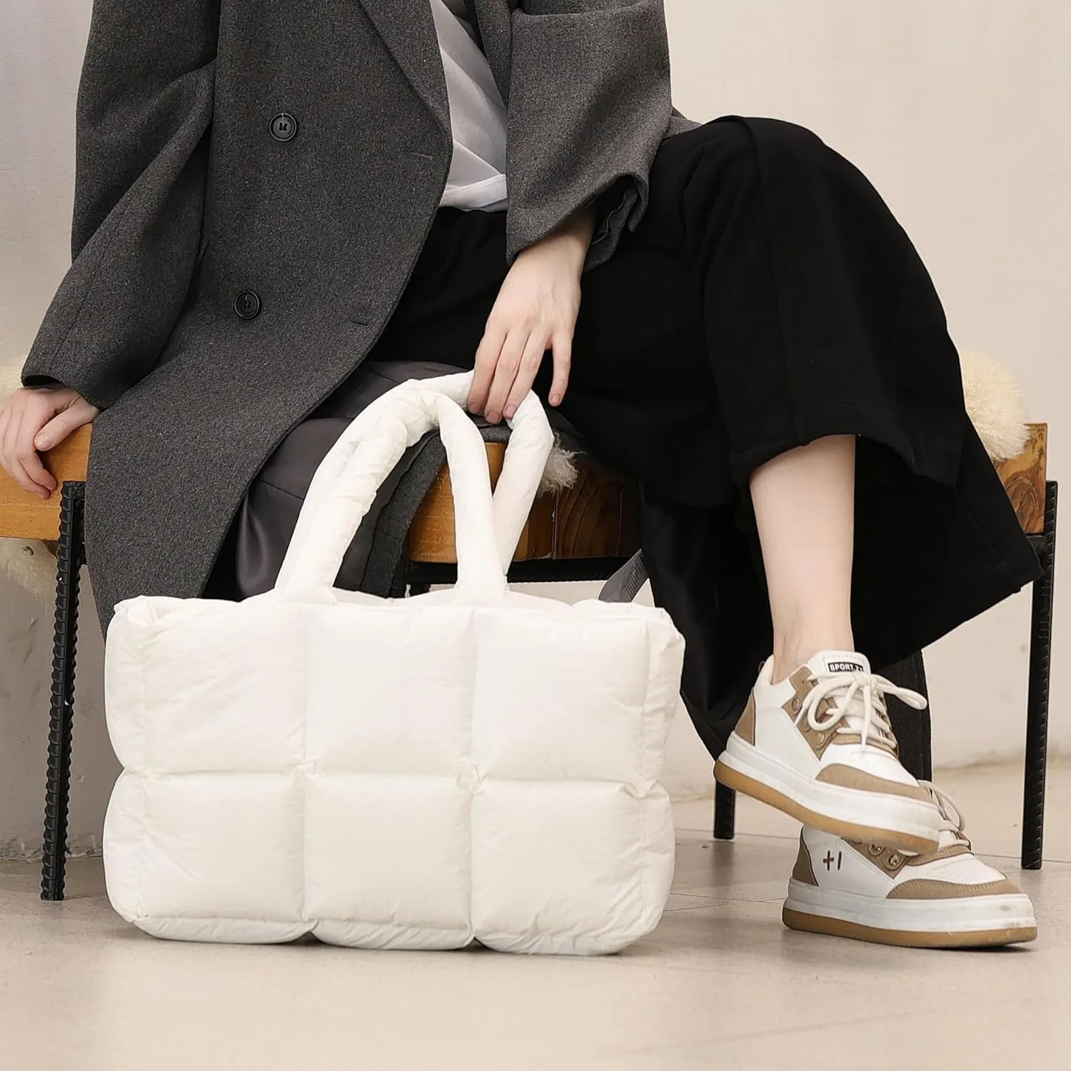 Herald Puffer Tote Bag for Women, Large Quilted Puffy Handbag Lightweight Satchel Purse for Work Travel Gym Shop