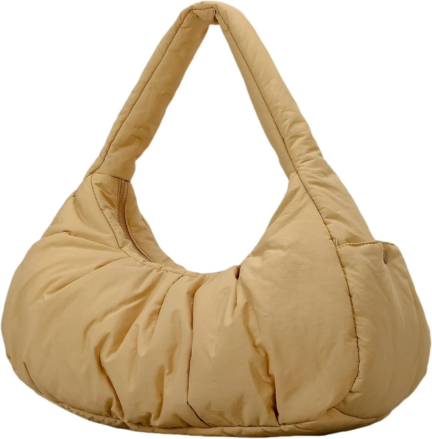 Herald Ruched Puffer Shoulder Bag for Women, Nylon Lightweight Puffy Cloud Crescent Carryall Hobo Handbag Soft Purse
