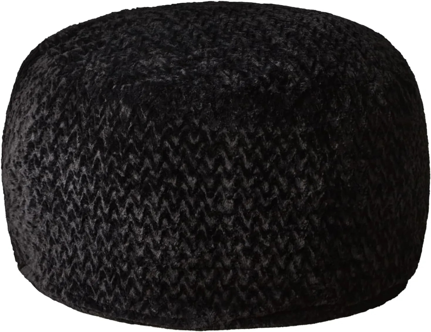 Hobestluk 3ft Bean Bag Chairs for Adults Large Beanbag Chair with Chevron Plush Fur Cover Big Bean Bag Chair for Living Room Bedroom Dorm Office - Black (36” x 36” x 22”)