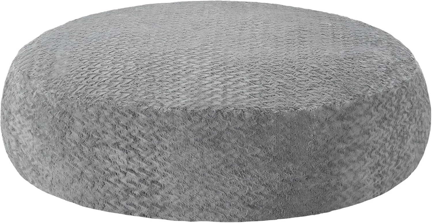 Hobestluk 6ft Bean Bag Chairs for Adults Large Beanbag Chair with Chevron Plush Fur Cover Big Bean Bag Chair for Living Room Bedroom Dorm Office - Grey (70" x 70" x 15")