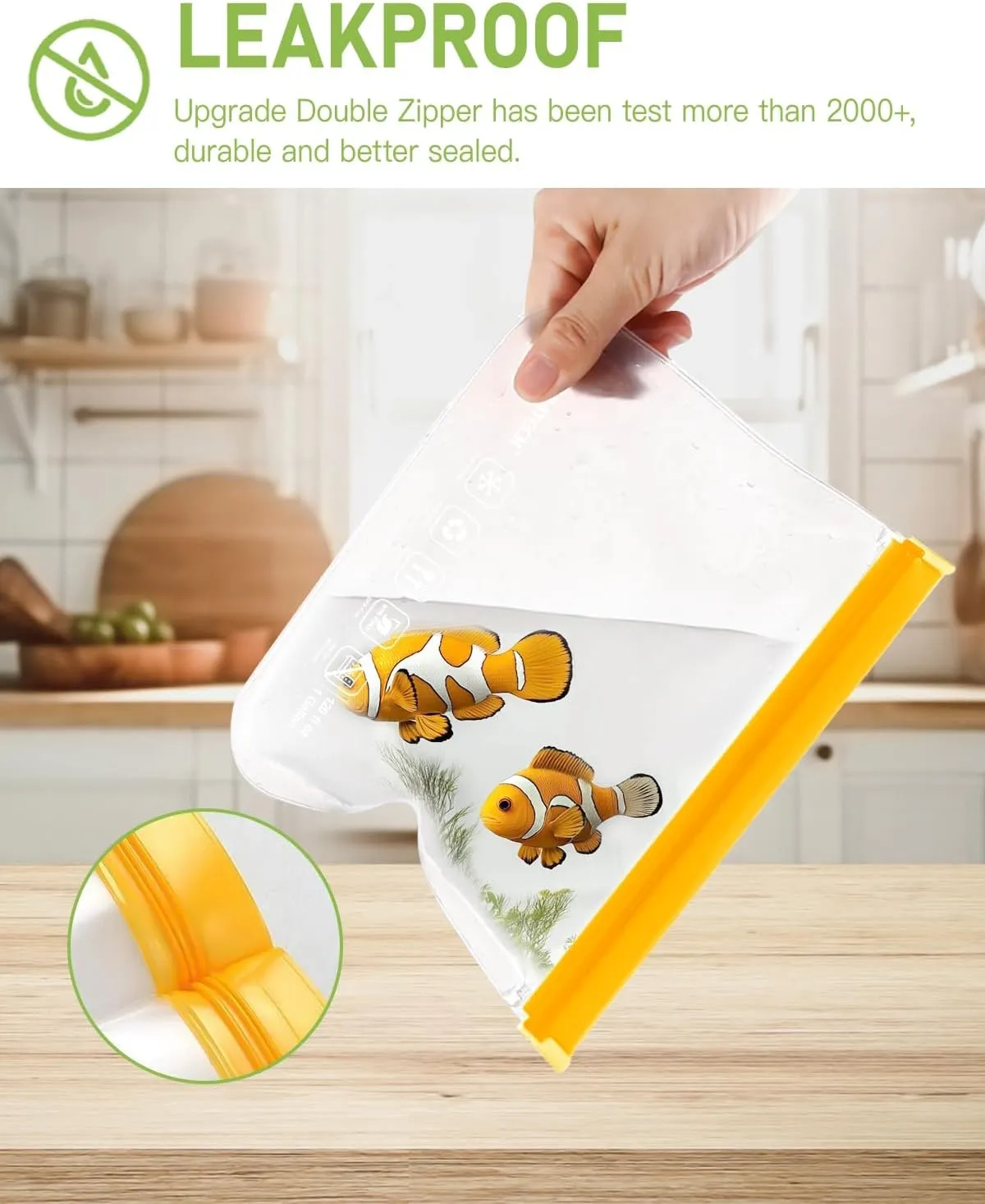 IDEATECH 20Pack Reusable Bags Dishwasher Safe, Leakproof Reusable Freezer Bags, BPA Free Healthy Food Storage Contaizers Sandwich Snack Baggies for Lunch Travel(8 Gallon 6 Quart 6 Snack,Colored)