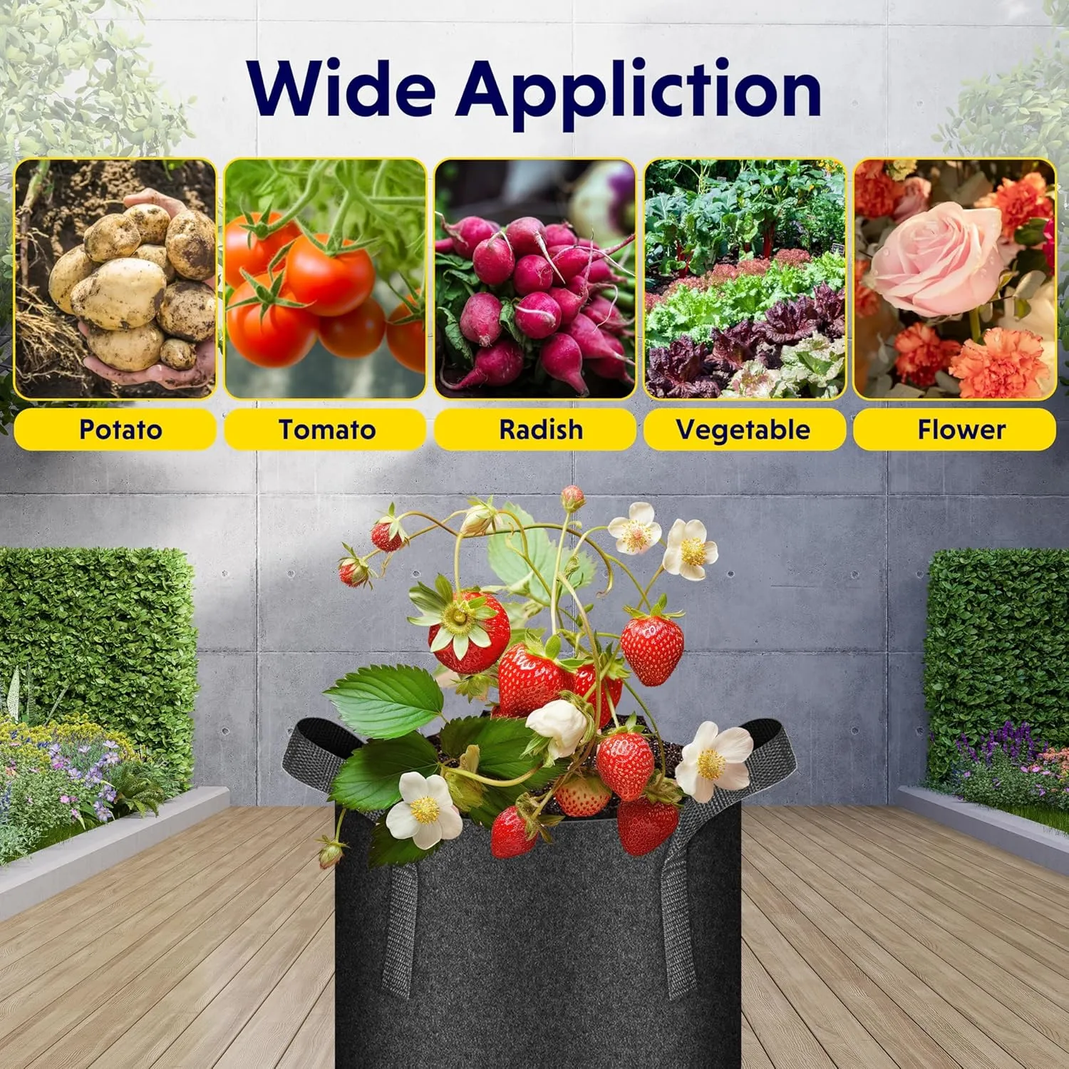 iPower 20 Pack 1 Gallon Grow Bags, Garden Planting Nonwoven Fabric Pots, Heavy Duty and Aeration Planter Pot with Reinforced Handle for Vegetables, Fruits and Flowers, Black
