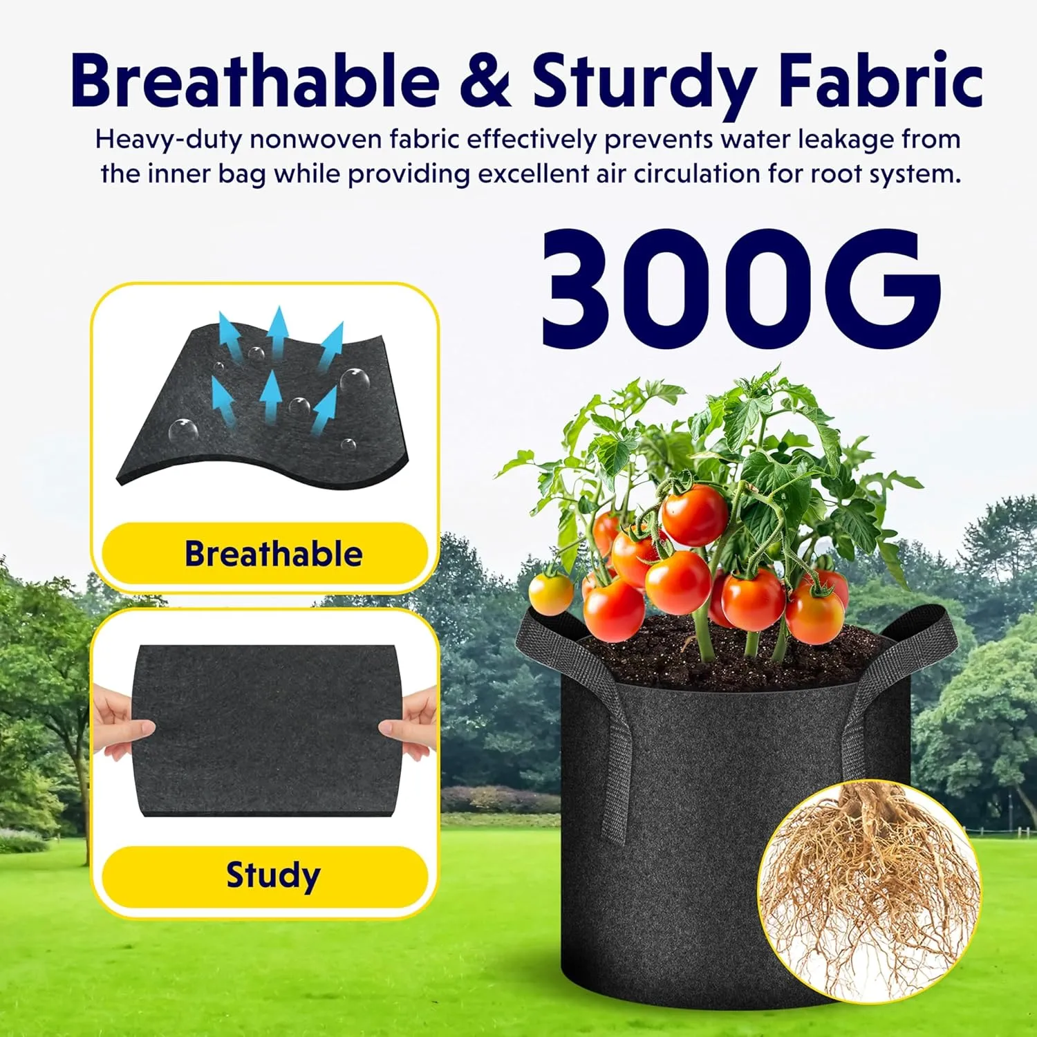 iPower 20 Pack 1 Gallon Grow Bags, Garden Planting Nonwoven Fabric Pots, Heavy Duty and Aeration Planter Pot with Reinforced Handle for Vegetables, Fruits and Flowers, Black