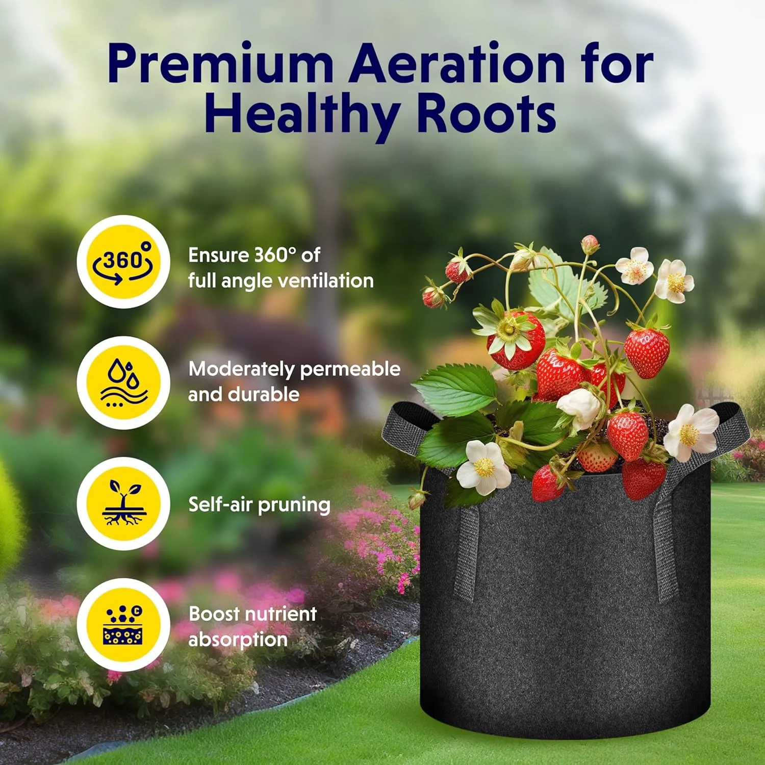 iPower 20 Pack 1 Gallon Grow Bags, Garden Planting Nonwoven Fabric Pots, Heavy Duty and Aeration Planter Pot with Reinforced Handle for Vegetables, Fruits and Flowers, Black
