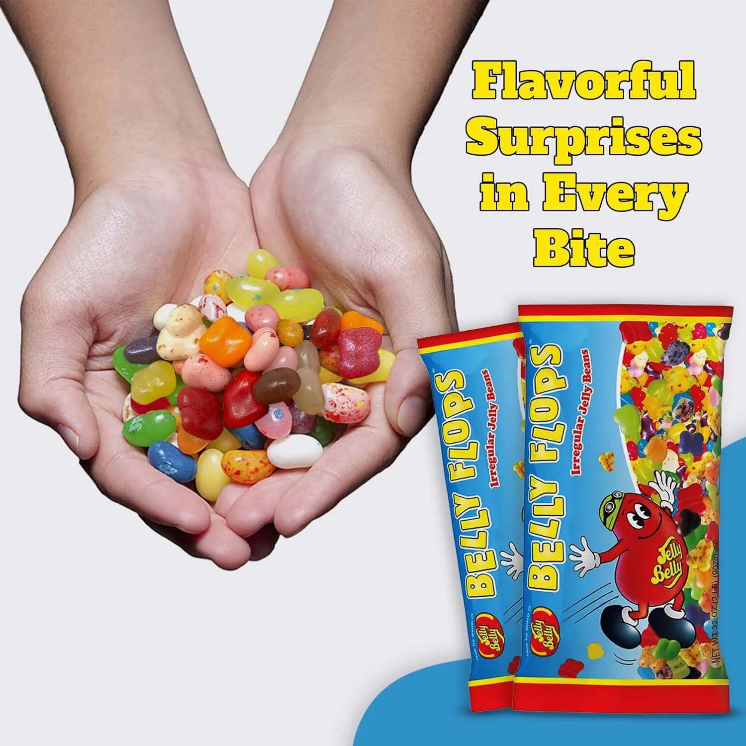 Jelly Belly Belly Flops – Fun-Shaped Candy Treats - Jelly Beans Bulk Pack for Parties and Events (Pack of 1, 2lb bags)