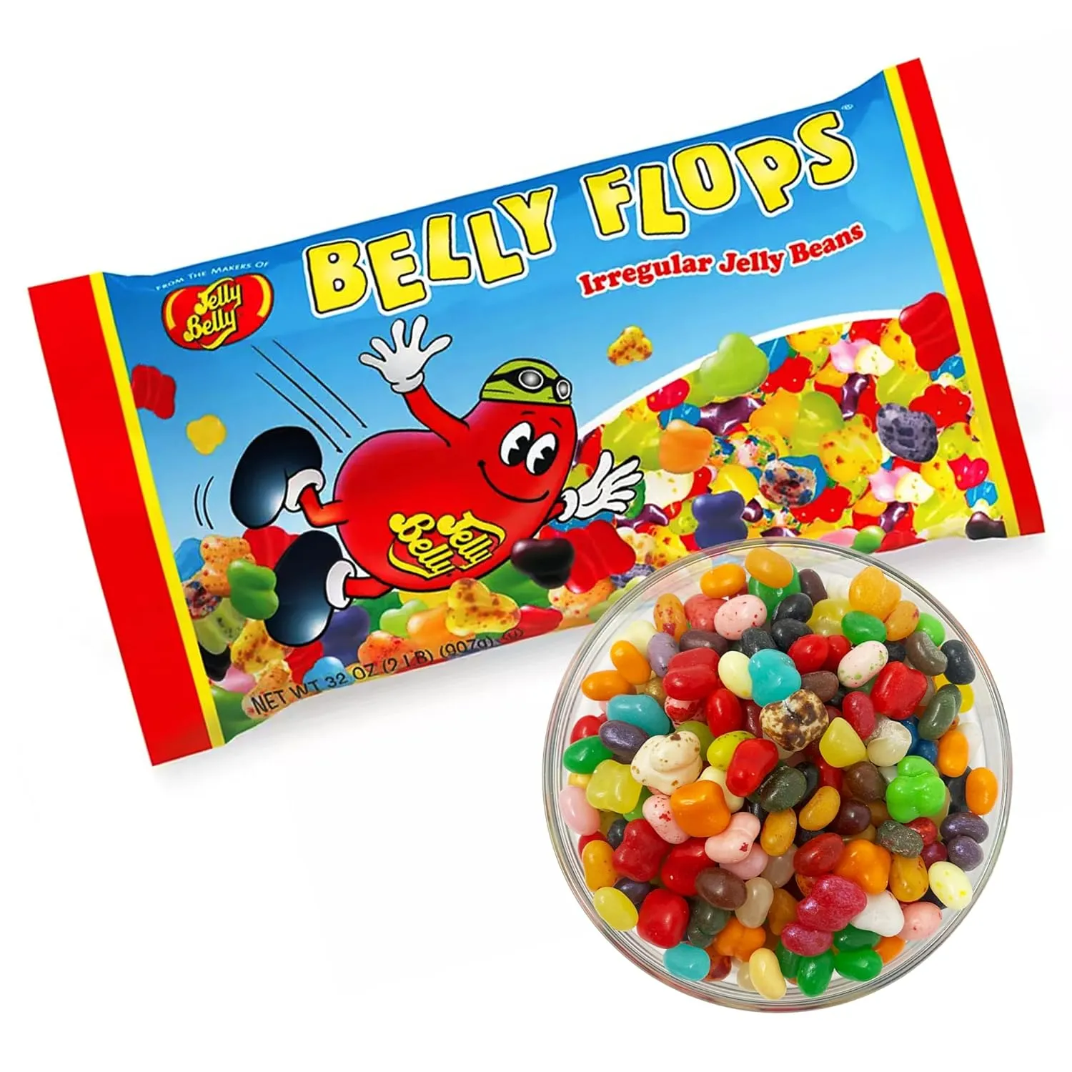 Jelly Belly Belly Flops – Fun-Shaped Candy Treats - Jelly Beans Bulk Pack for Parties and Events (Pack of 1, 2lb bags)