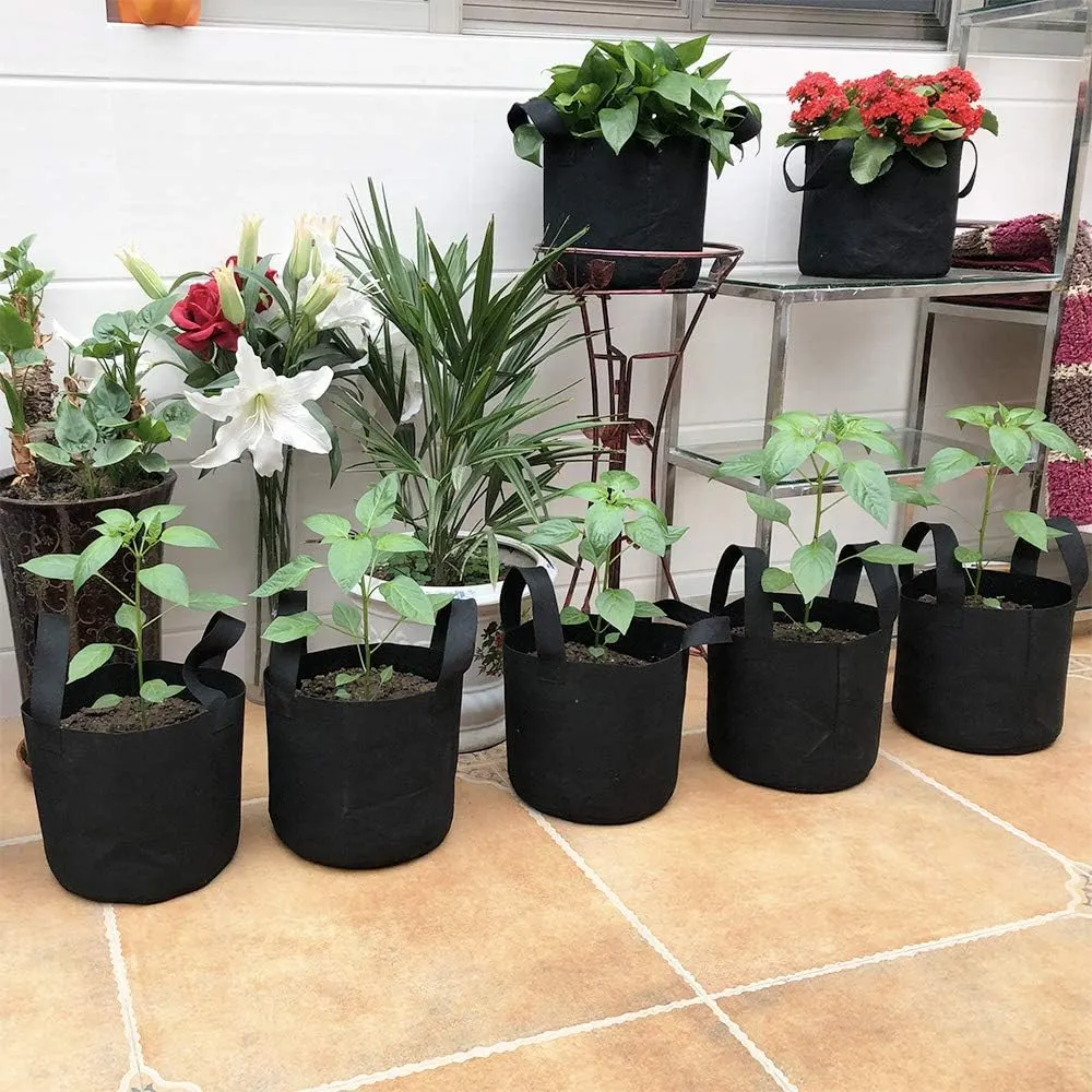 JERIA 12-Pack 30 Gallon, Vegetable/Flower/Plant Grow Bags, Aeration Fabric Pots with Handles (Black), Come with 12 Pcs Plant Labels