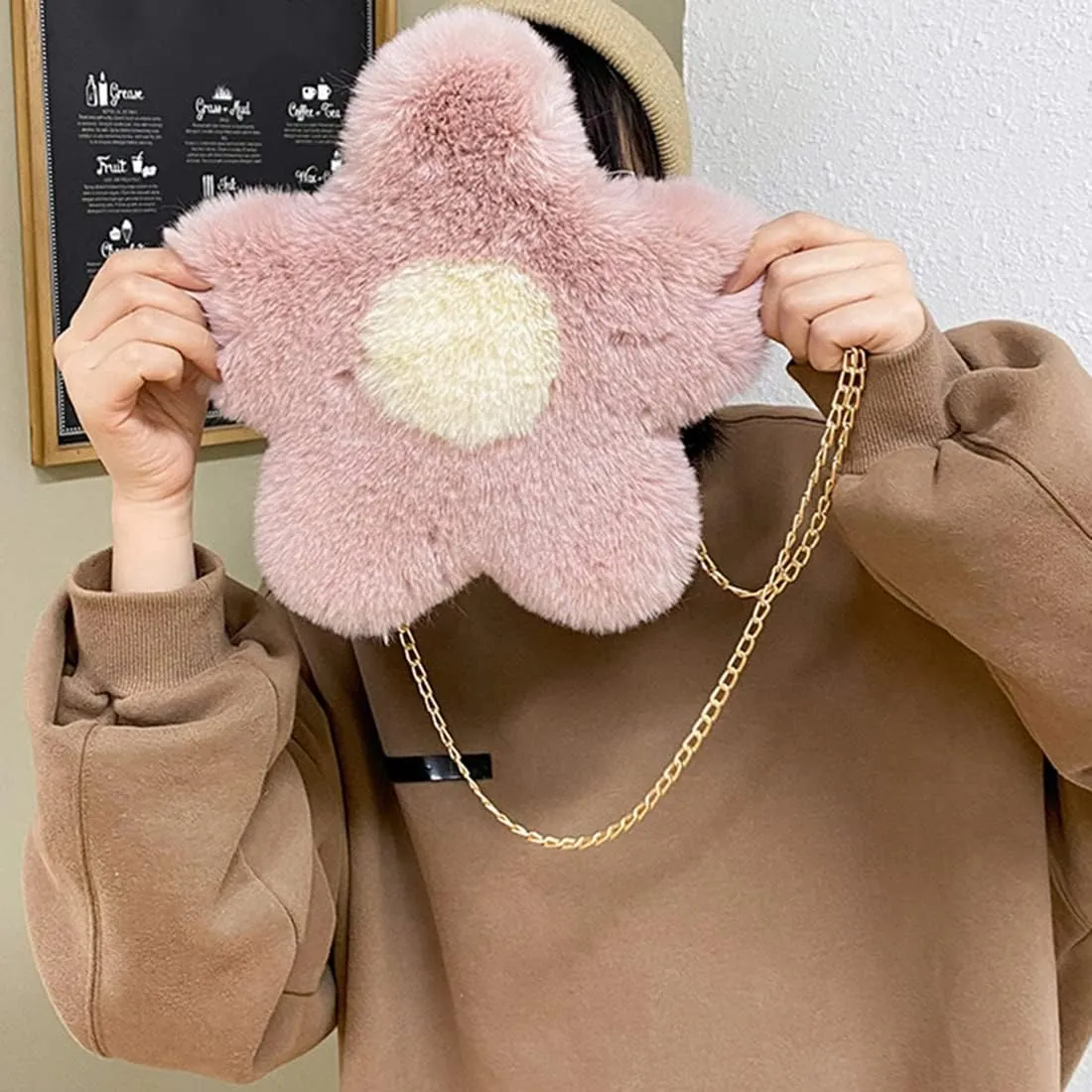 JHVYF Women Cute Plush Crossbody Bag Chic Small Shoulder Purse Cell Phone Wallet For Girls