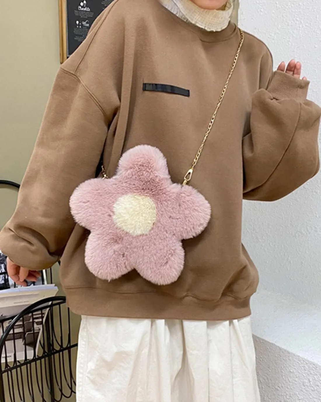 JHVYF Women Cute Plush Crossbody Bag Chic Small Shoulder Purse Cell Phone Wallet For Girls