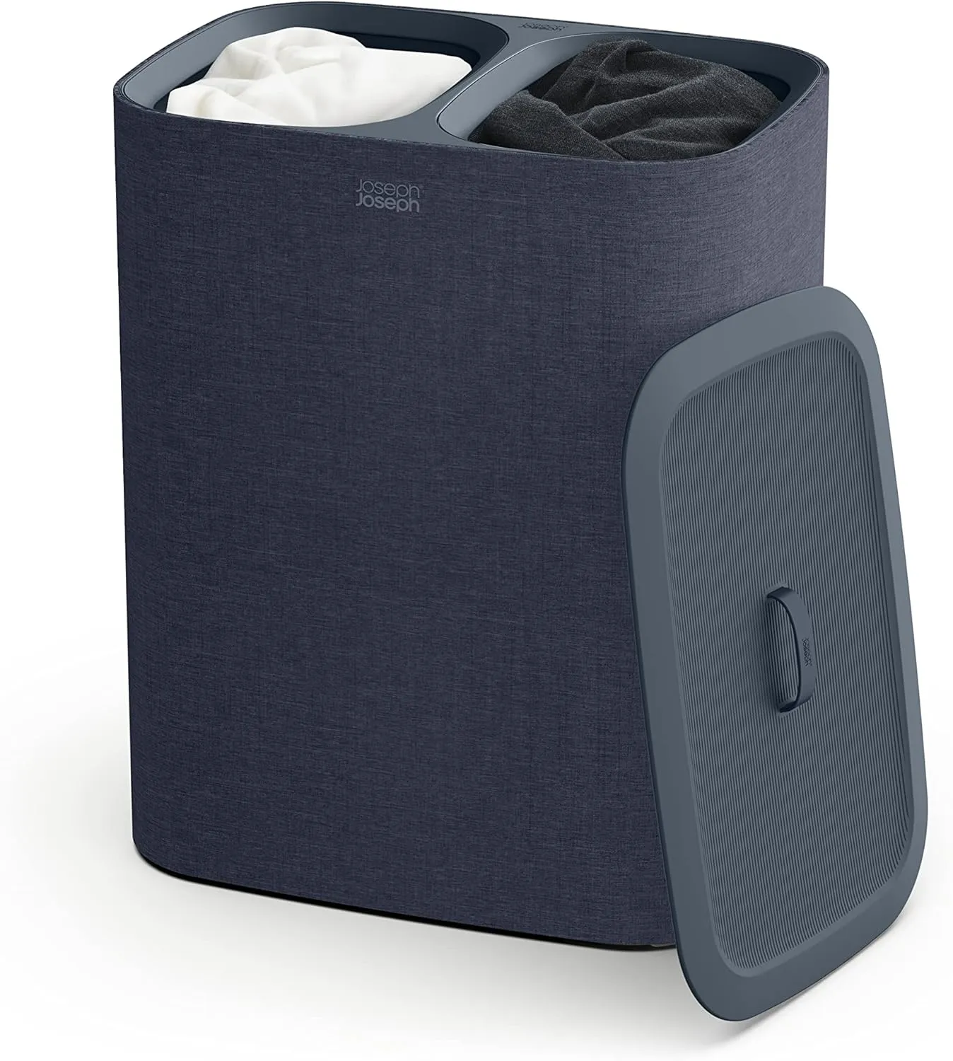Joseph Joseph Tota 90-liter Laundry Hamper Separation Basket with lid, 2 Removable Washing Bags with Handles - Carbon Black
