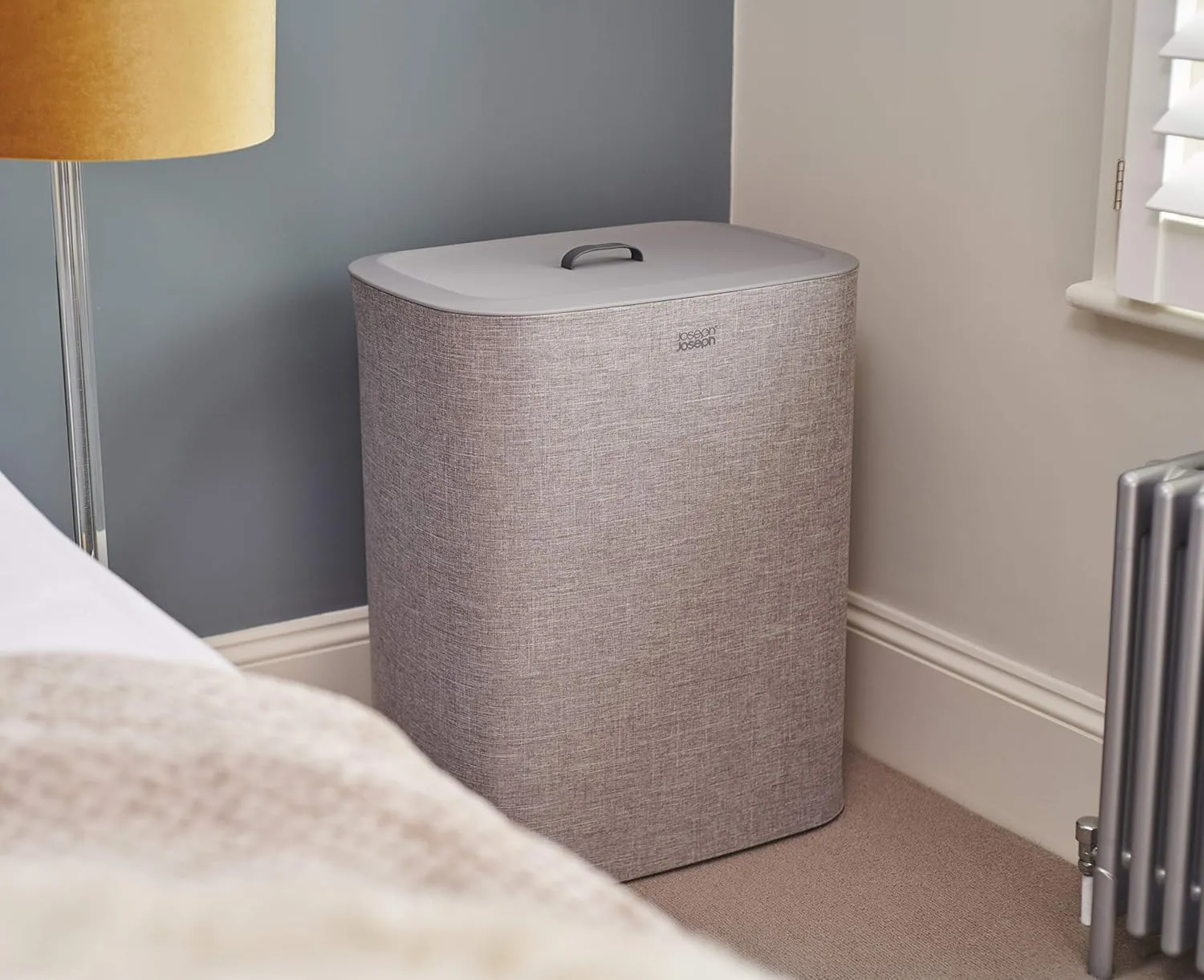 Joseph Joseph Tota 90-liter Laundry Hamper Separation Basket with lid, 2 Removable Washing Bags with Handles - Grey