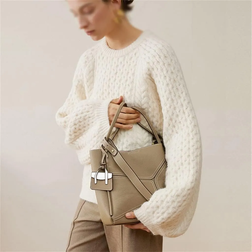 JSEIAJB Basket Texture Tote Bag Design Sigle Shoulder Portable Cross-body Commuting Bag