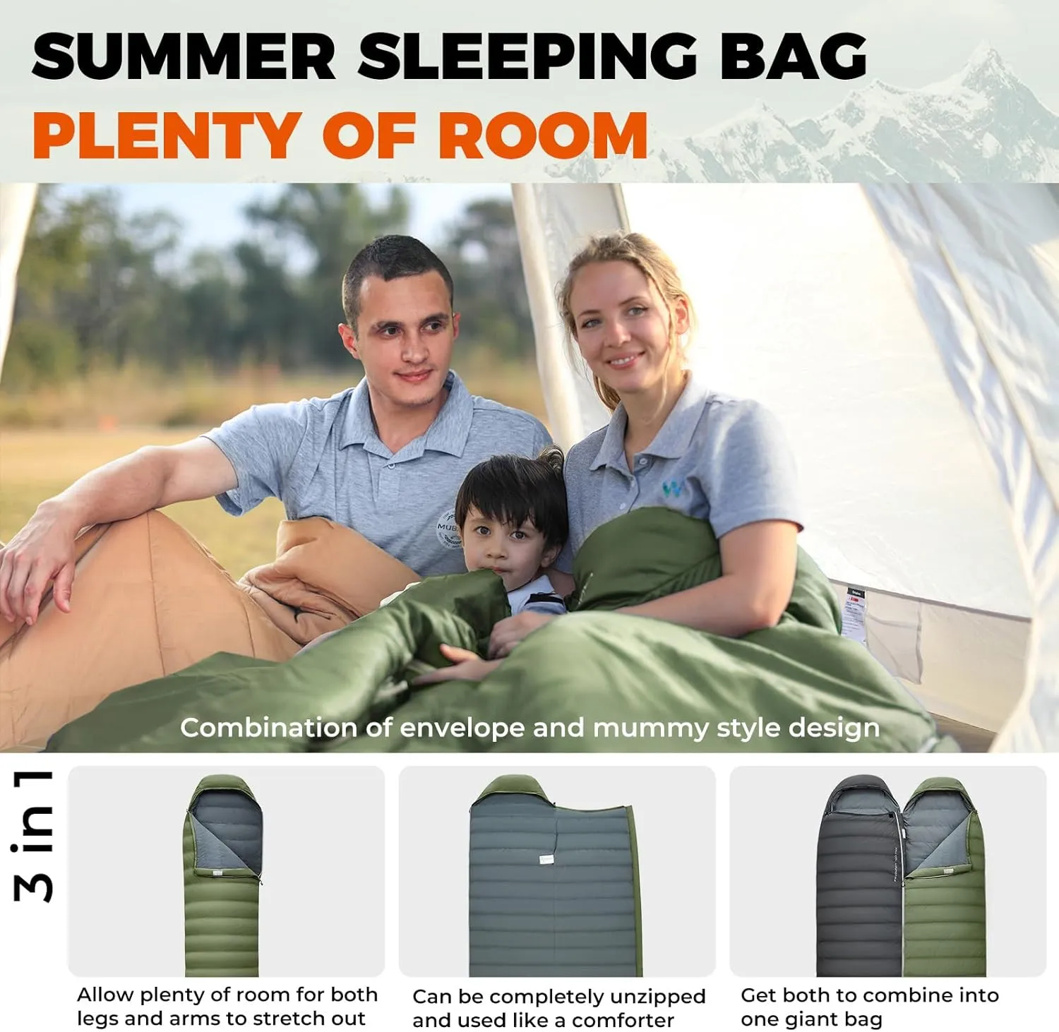 KingCamp Sleeping-Bags Down Sleeping Bag for Adults, Recycled 700 FP Cold Weather 3-4 Season Sleeping Bag