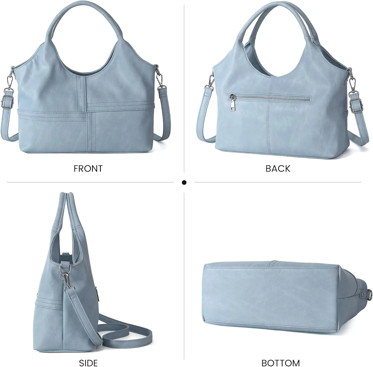 KOGTLA Vegan Leather Purses for Women with Detachable Satchel Strap, Ladies Handbags, Tote Hobo Bags with Top Handle