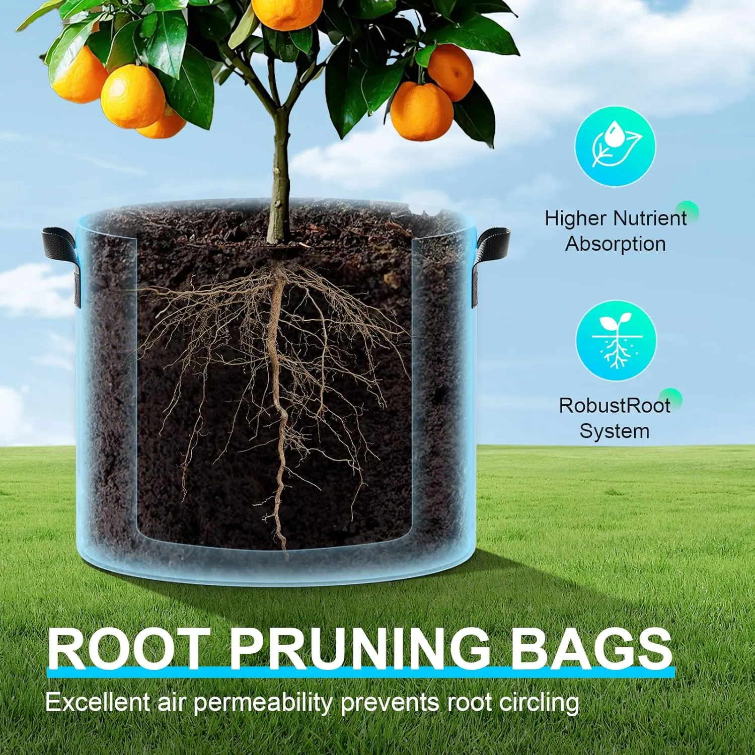 Land Guard 10-Pack Fabric Grow Bags 20 Gallon, 300G Thickened Nonwoven Plant Grow Bags, Grow Pots for Plants, Growing Bags with Handles, Planting Bags for Vegetables, Black