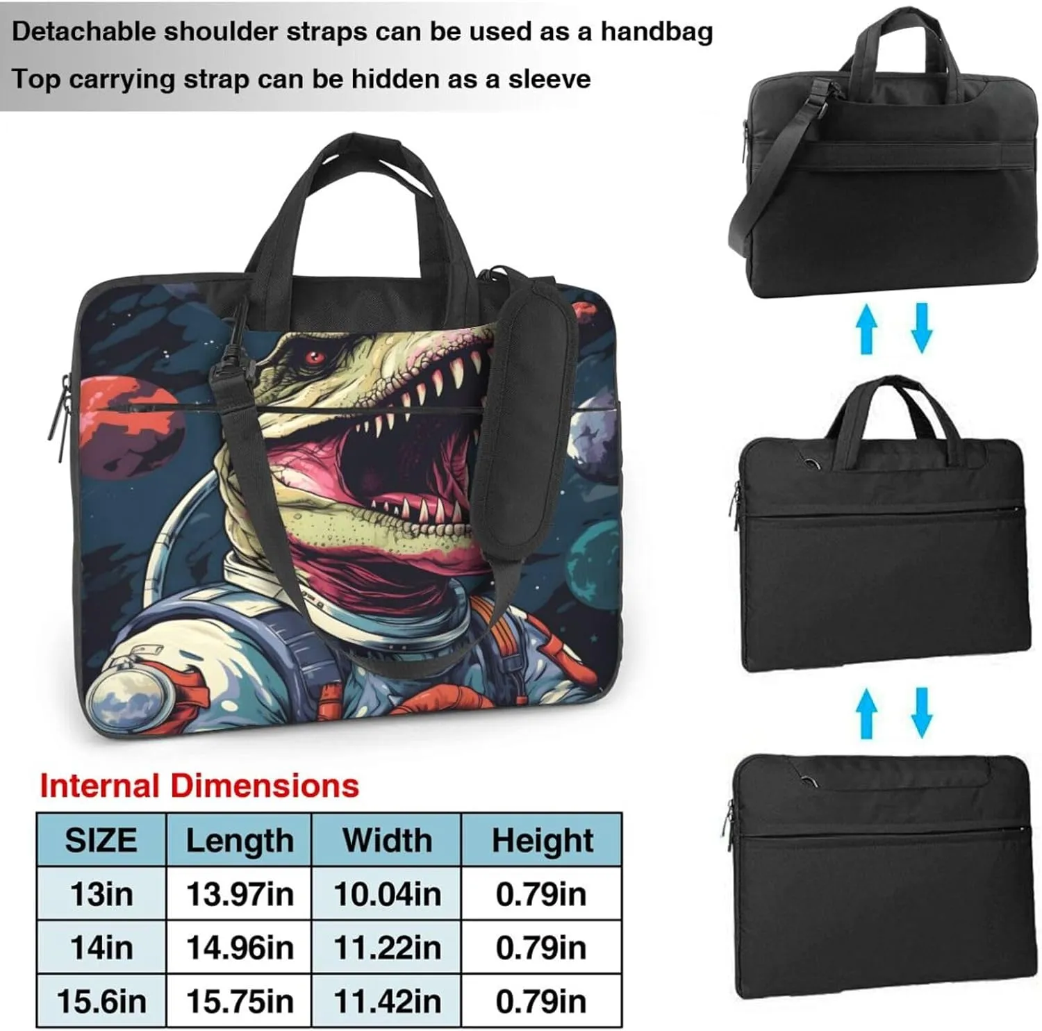 Laptop Bag Space Dinosaur Planets Pattern Laptop Tote Bag Women Men Laptop Sleeve Case Lightweight Computer Bag