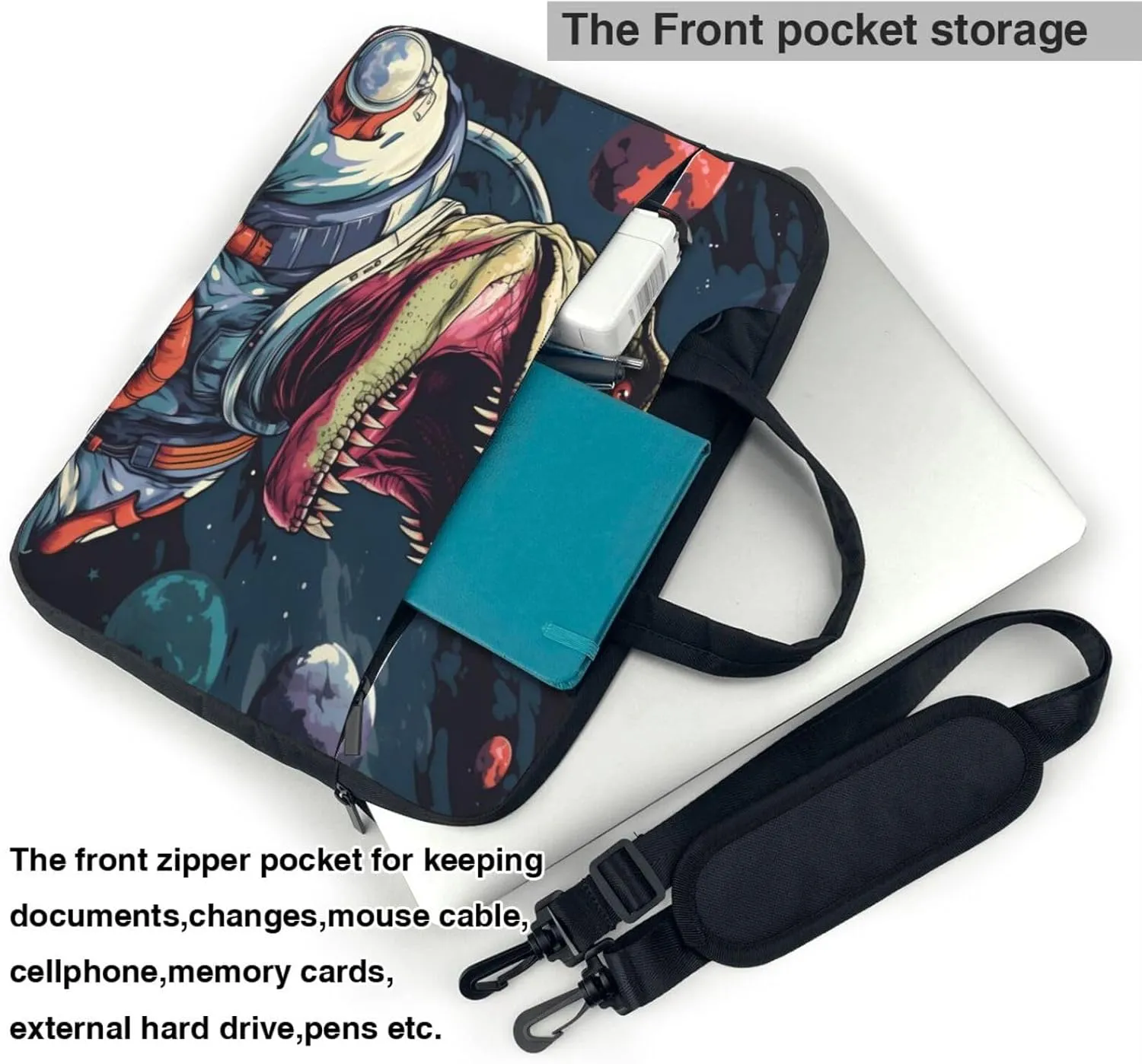 Laptop Bag Space Dinosaur Planets Pattern Laptop Tote Bag Women Men Laptop Sleeve Case Lightweight Computer Bag