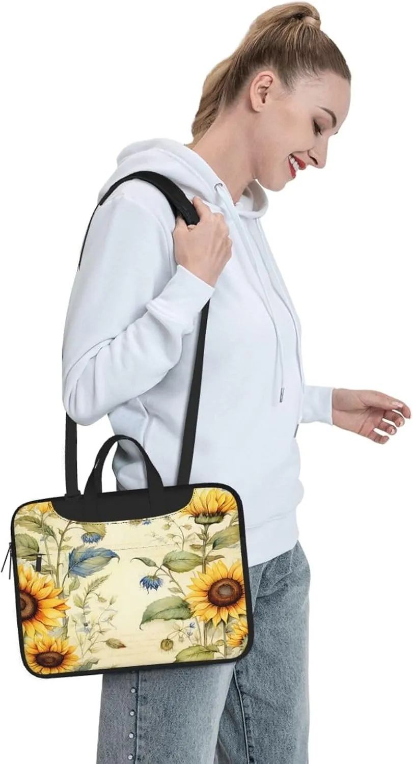 Laptop Bag Vantage Sunflower Old Newspaper Laptop Tote Bag Women Men Laptop Sleeve Case Lightweight Computer Bag