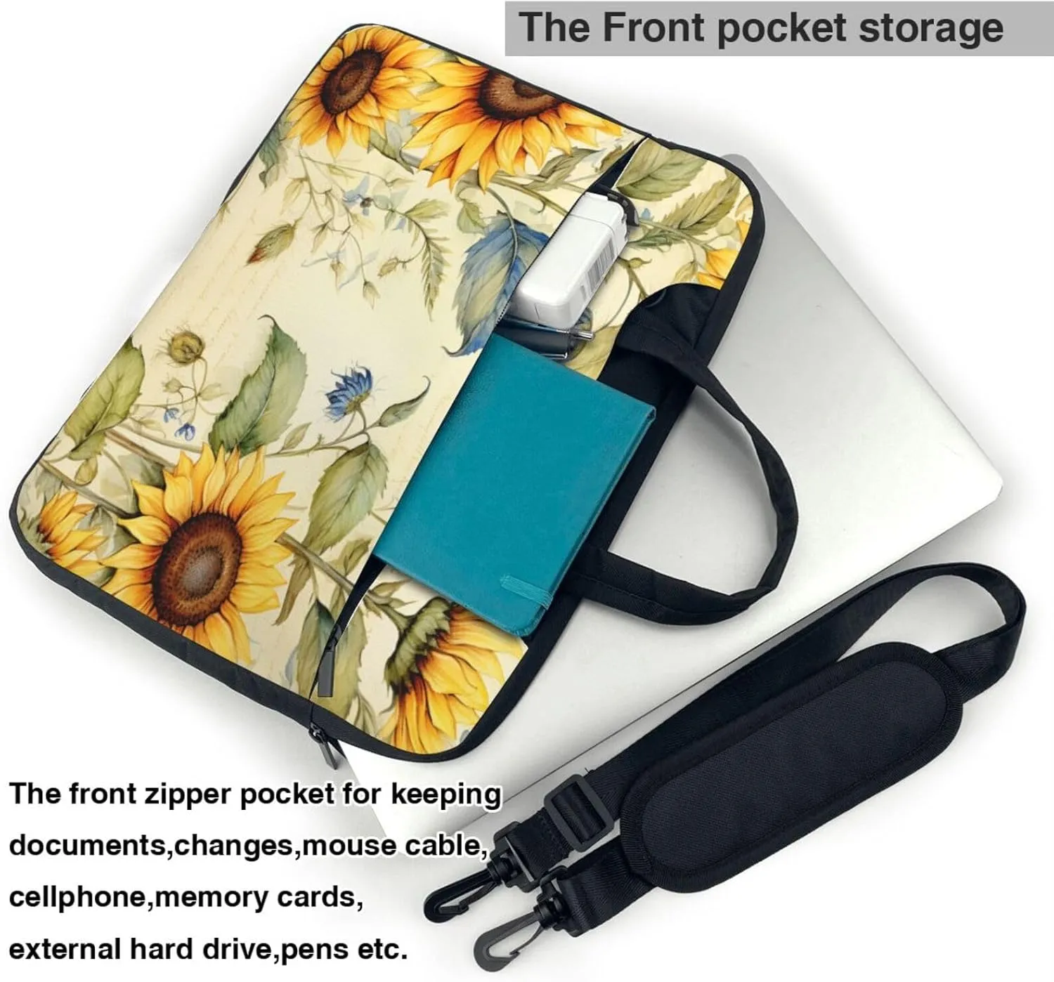 Laptop Bag Vantage Sunflower Old Newspaper Laptop Tote Bag Women Men Laptop Sleeve Case Lightweight Computer Bag