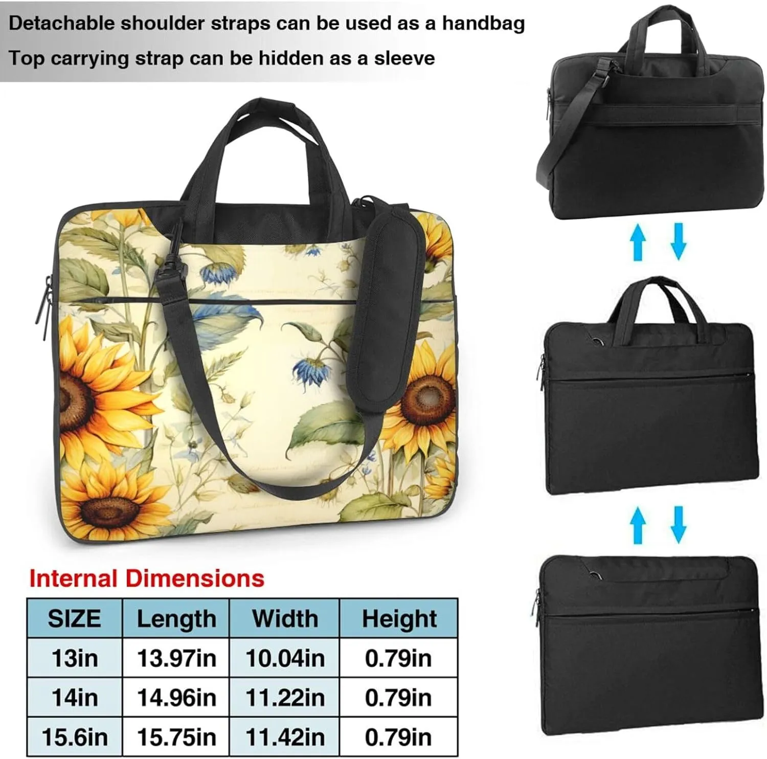 Laptop Bag Vantage Sunflower Old Newspaper Laptop Tote Bag Women Men Laptop Sleeve Case Lightweight Computer Bag