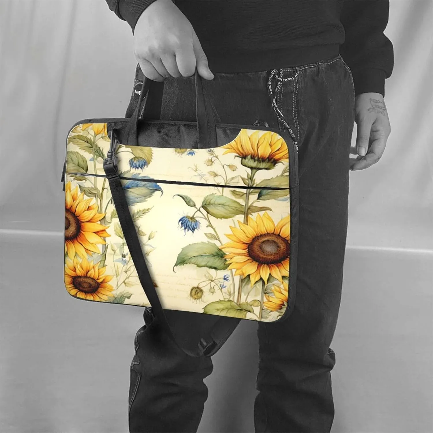 Laptop Bag Vantage Sunflower Old Newspaper Laptop Tote Bag Women Men Laptop Sleeve Case Lightweight Computer Bag