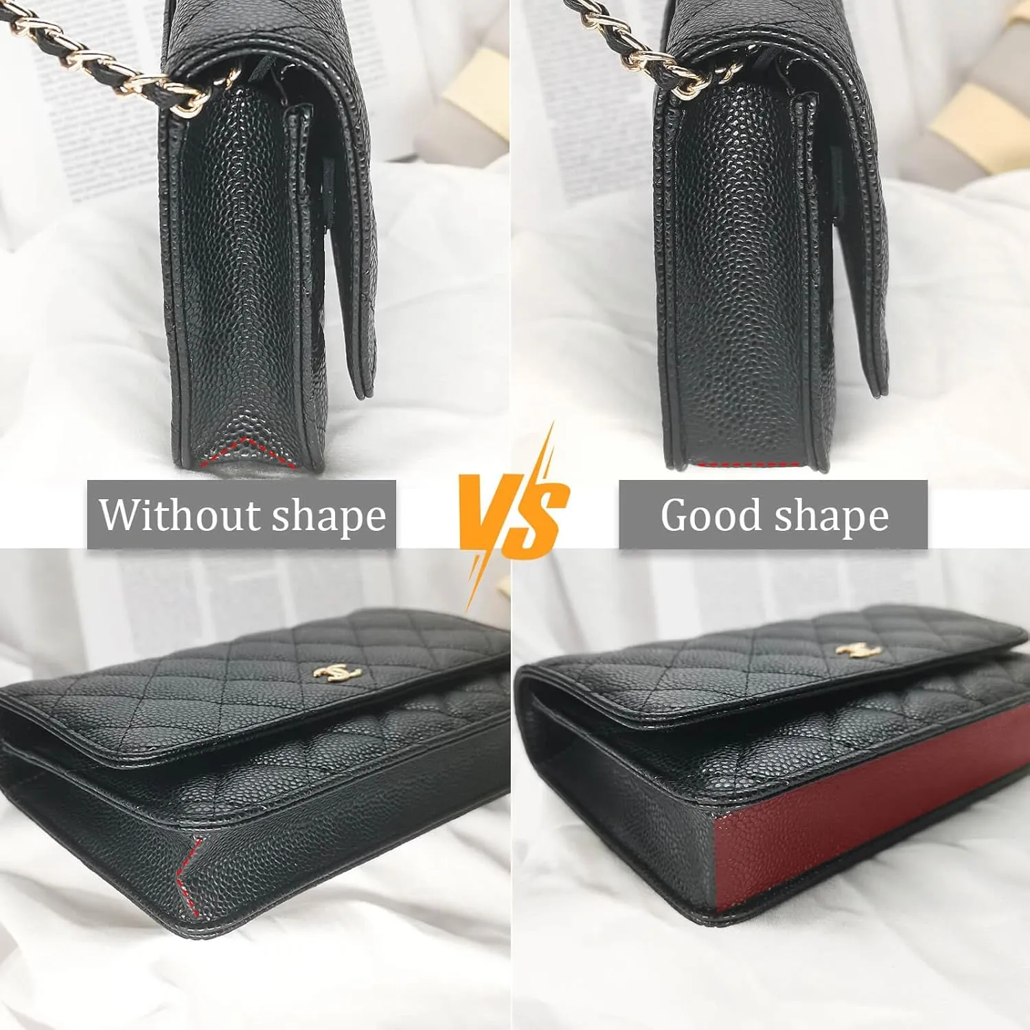 Leather Base Shaper Saver Insert for Purse WOC,Wallet on Chain Bags Handbag woc Bag Base ShaperBase Shaper(Black,Leather Base Shaper)