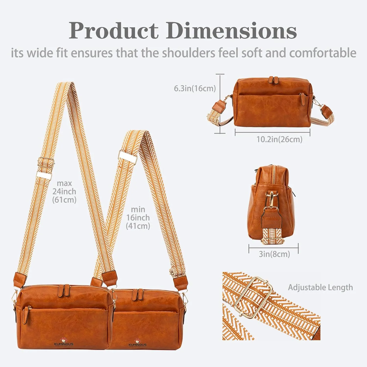 Leather Crossbody Purses for Women,Small Cross Body Bag Wide Adjustable Strap Shoulder Handbag with Credit Card Slots