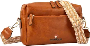 Leather Crossbody Purses for Women,Small Cross Body Bag Wide Adjustable Strap Shoulder Handbag with Credit Card Slots