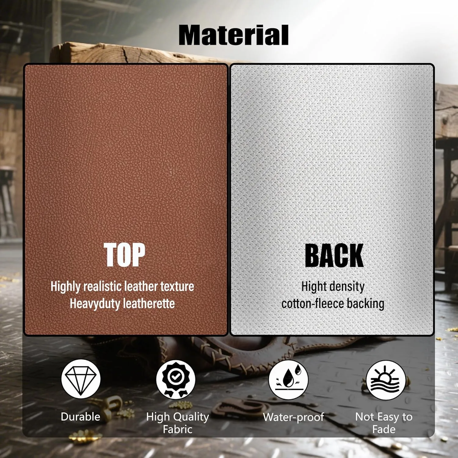 Leather Fabric, Faux Leather, Vinyl Fabric, for Upholstery Crafts, DIY Sewings, Sofa, Handbag, Earrings, Hair Bows Decorations (Brown 54 * 180inch)