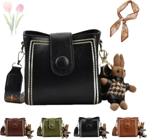 Leather Vintage Fashion Bag with Adjustable Wider Shoulder Strap, Vintage Bucket Bags for Women, Fashion Vintage Bag