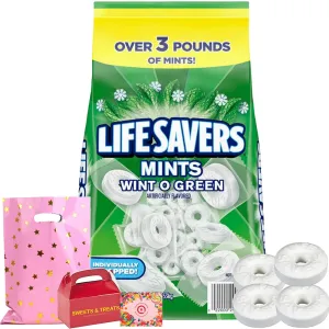 Life Savers Hard Candy Breath Mints & Refreshing Taste | Flavored Individually Wrapped LifeSaver | Muchai Treat Bag & Box (Wint-O-Green 3 Pounds Plus - Bulk Wintergreen)