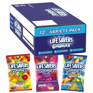 LIFE SAVERS Wild Berry, Collisions and 5 Flavors Gummy Candy Variety Pack Bulk Assortment Variety Box, 12 Count Bags, Bulk Gummy Candy