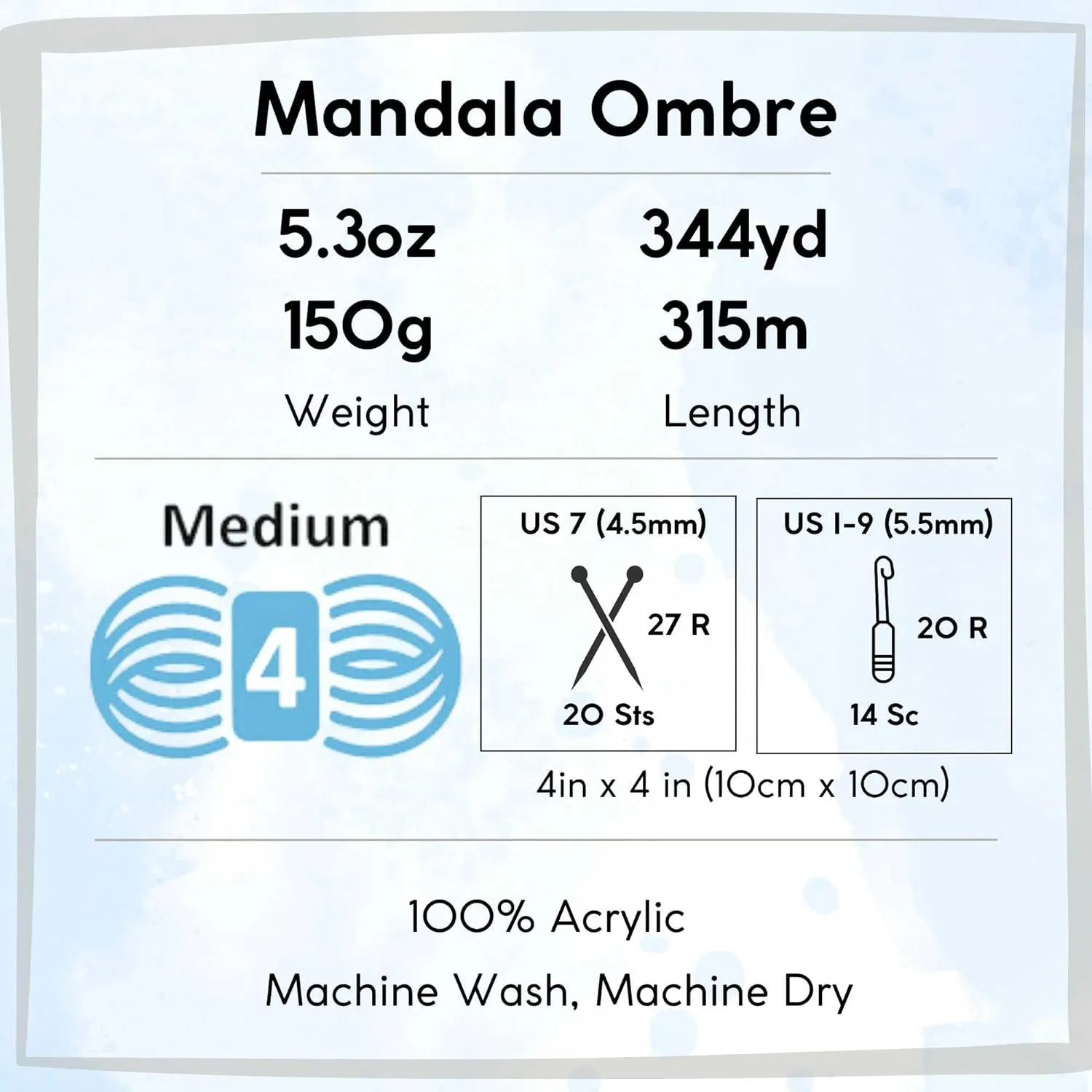 Lion Brand Mandala Ombre Balance 551-209 (6-Skeins - Same Dye Lot) Worsted Medium #4 Acrylic Yarn for Crocheting and Knitting with Project Bag