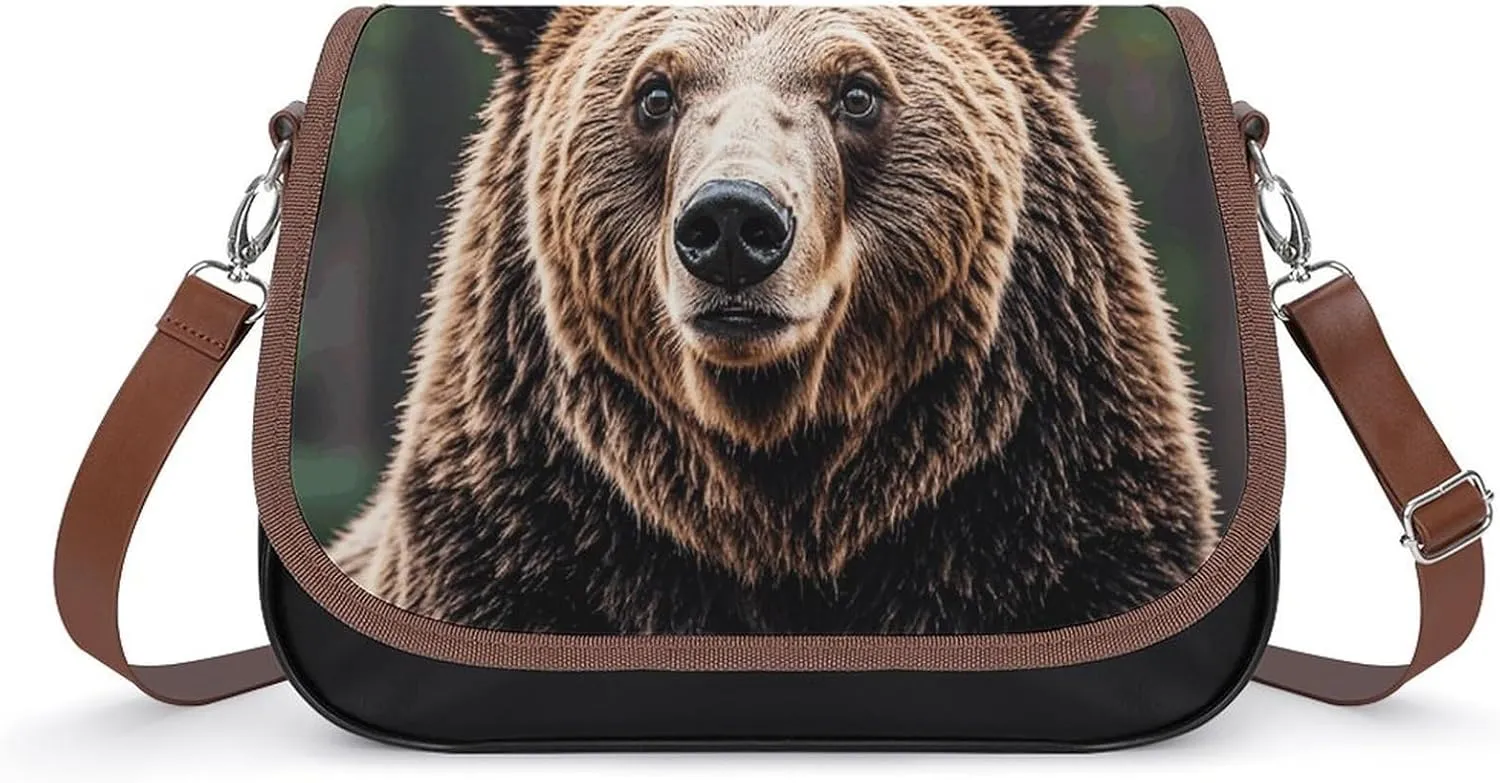 Lodge Bear Deer Laptop Tote Bag Leather Computer Bags Lined Shoulder Purse Purses And Handbags Business Office Work Bag Top Handle Handbag for Women