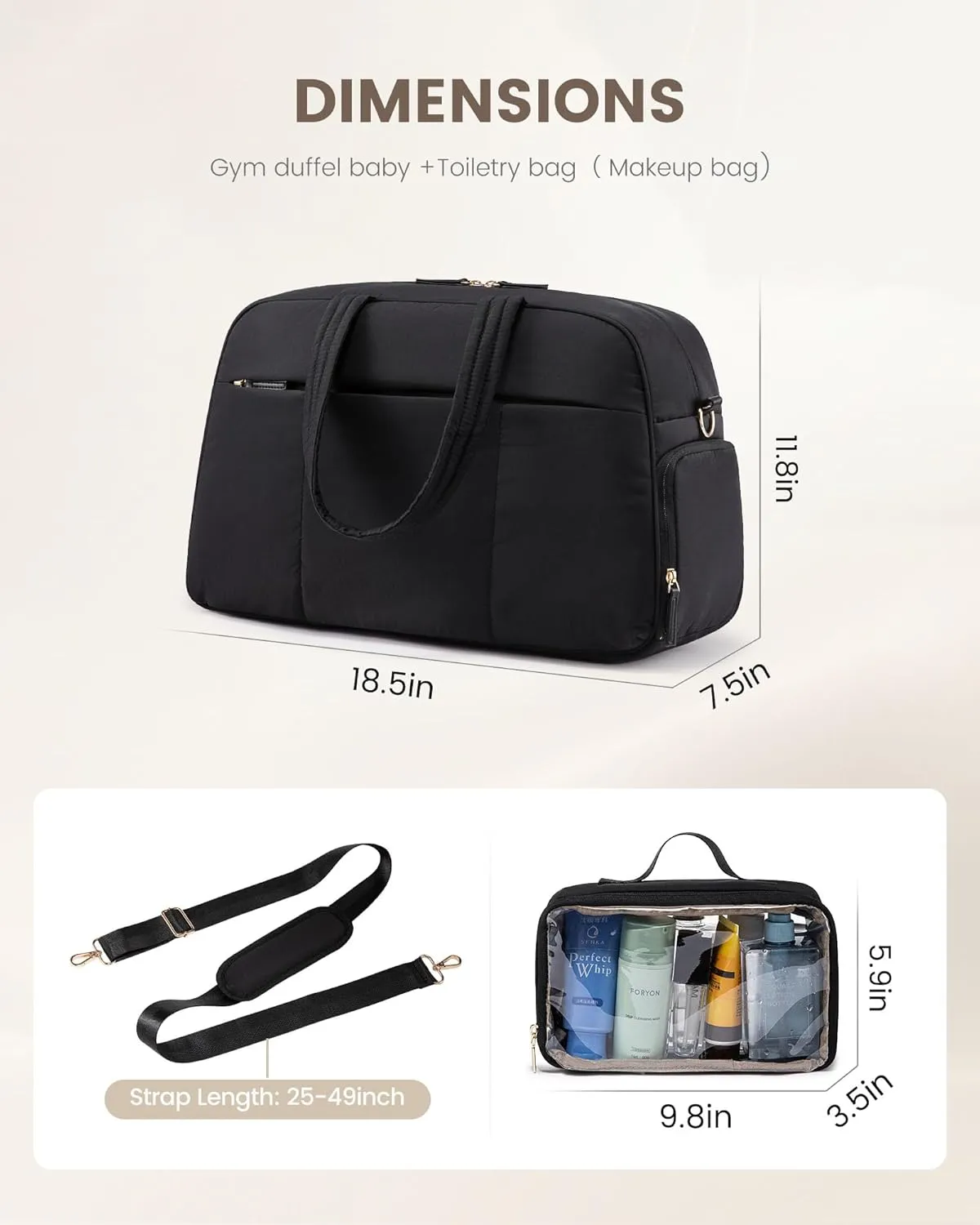 LOVEVOOK Travel Duffel Bag, Gym Bag for Women with Shoe Compartment, Carry on Weekender Bags with Wet Pocket for Women,Water Resistant Puffer Bag Workout Bag for Sports Gym