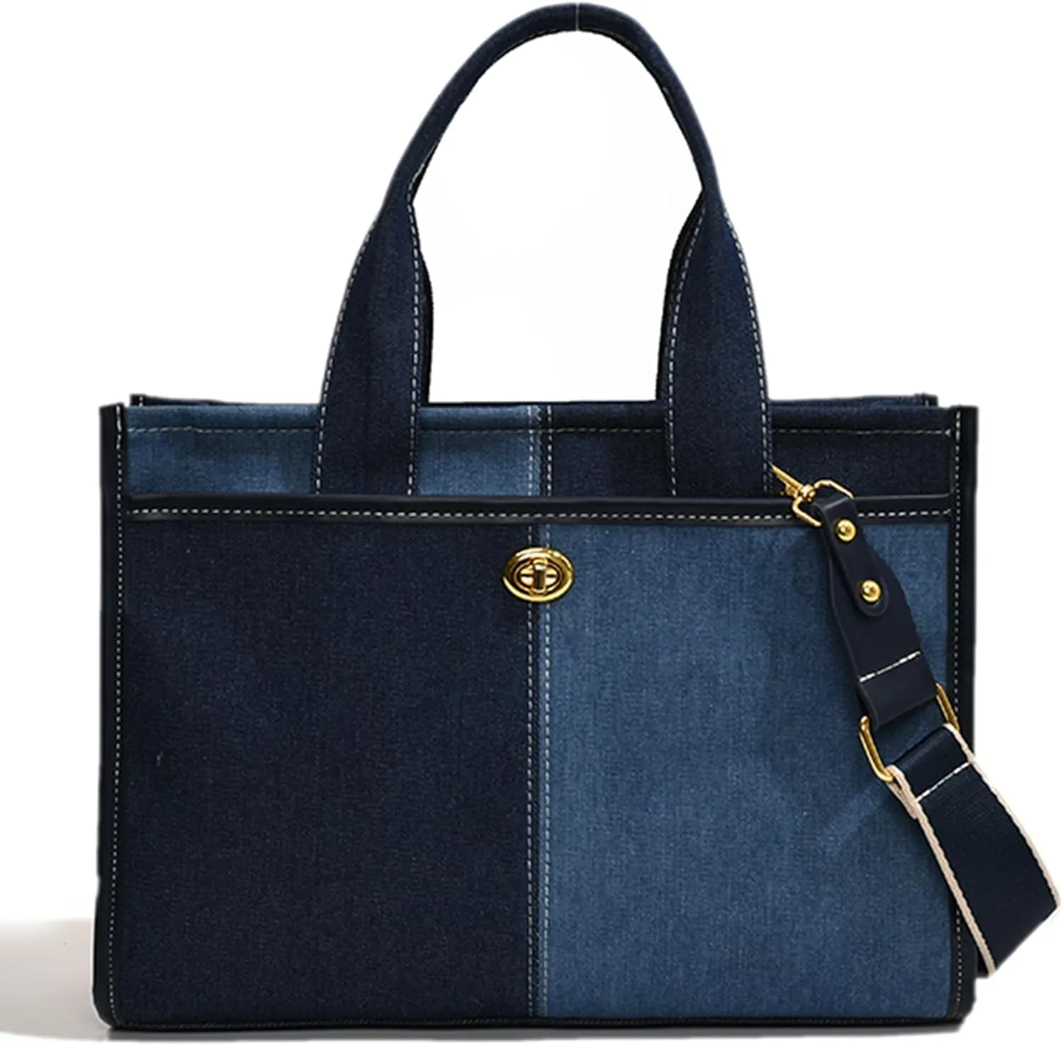 Makukke Denim Tote Bag for Women Large Shoulder Bag Handbag for Work Office Travel Shopping