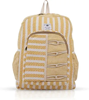 Marubhumi Hemp Backpack Lightweight Traveling Backpack Cotton Stripe Daypack Handmade Himalayan Bohemain Backpack COMPACT Size:18" X 14" X 4" Inche