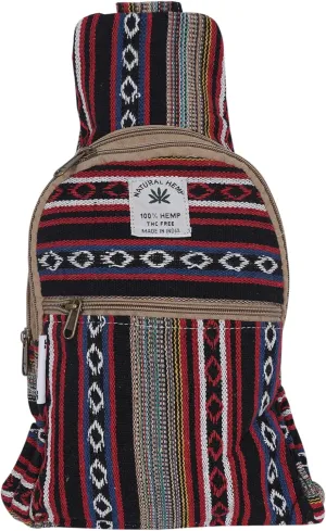 Marubhumi Hemp Small Backpack Cross Body Shoulder Himalayan Bag Adjustable Strap Men and Women Sling Bag Lightweight Daypack