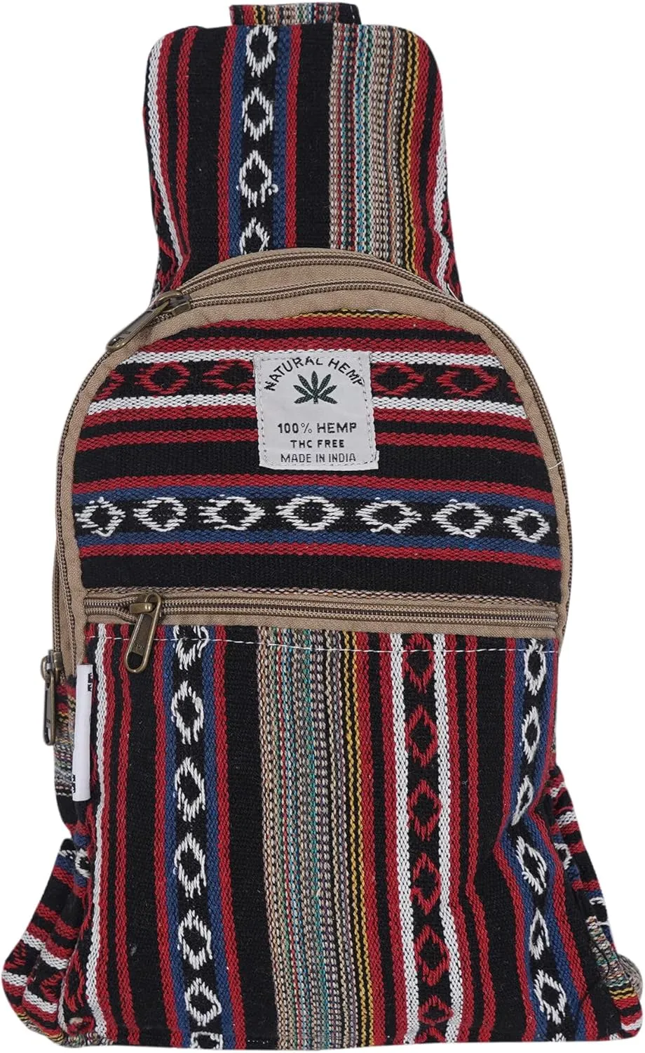 Marubhumi Hemp Small Backpack Cross Body Shoulder Himalayan Bag Adjustable Strap Men and Women Sling Bag Lightweight Daypack