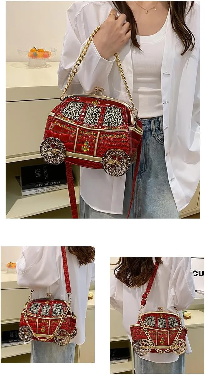 Mcbling Shoulder Bag Purse for Women, Trendy Sling Purse Grunge Alt Novelty y2k Demure Handbag Evening Punk Purse (red)