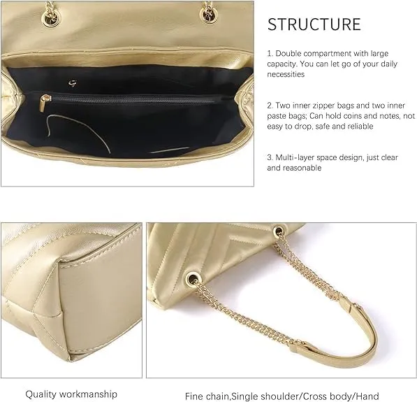 MECOLOR Women’s Fashion Crossbody Bags Lightweight Adjustable Chain Strap Quilted Designer Popular Handbags Shoulder Bag