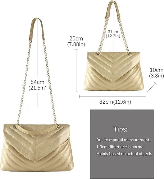 MECOLOR Women’s Fashion Crossbody Bags Lightweight Adjustable Chain Strap Quilted Designer Popular Handbags Shoulder Bag