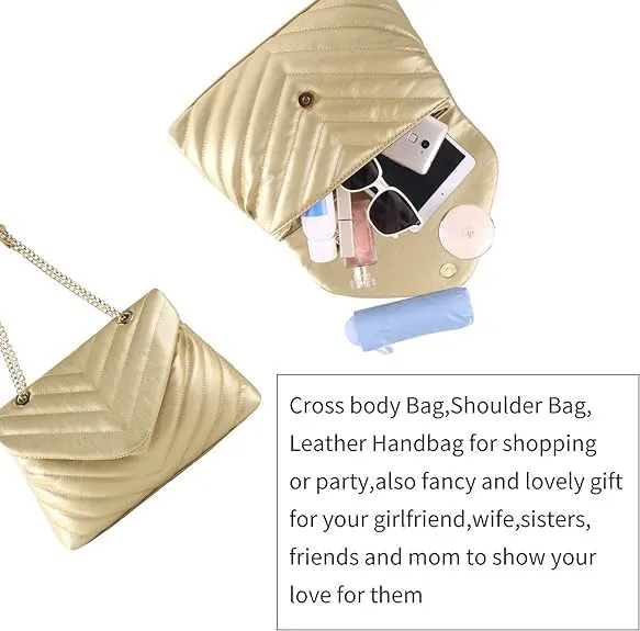 MECOLOR Women’s Fashion Crossbody Bags Lightweight Adjustable Chain Strap Quilted Designer Popular Handbags Shoulder Bag
