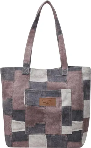 Micmores Tote Bag for Women Denim Purse Casual DenimTote Bag Aesthetic Large Hobo Shoulder Handbags for Work Shopping Travel