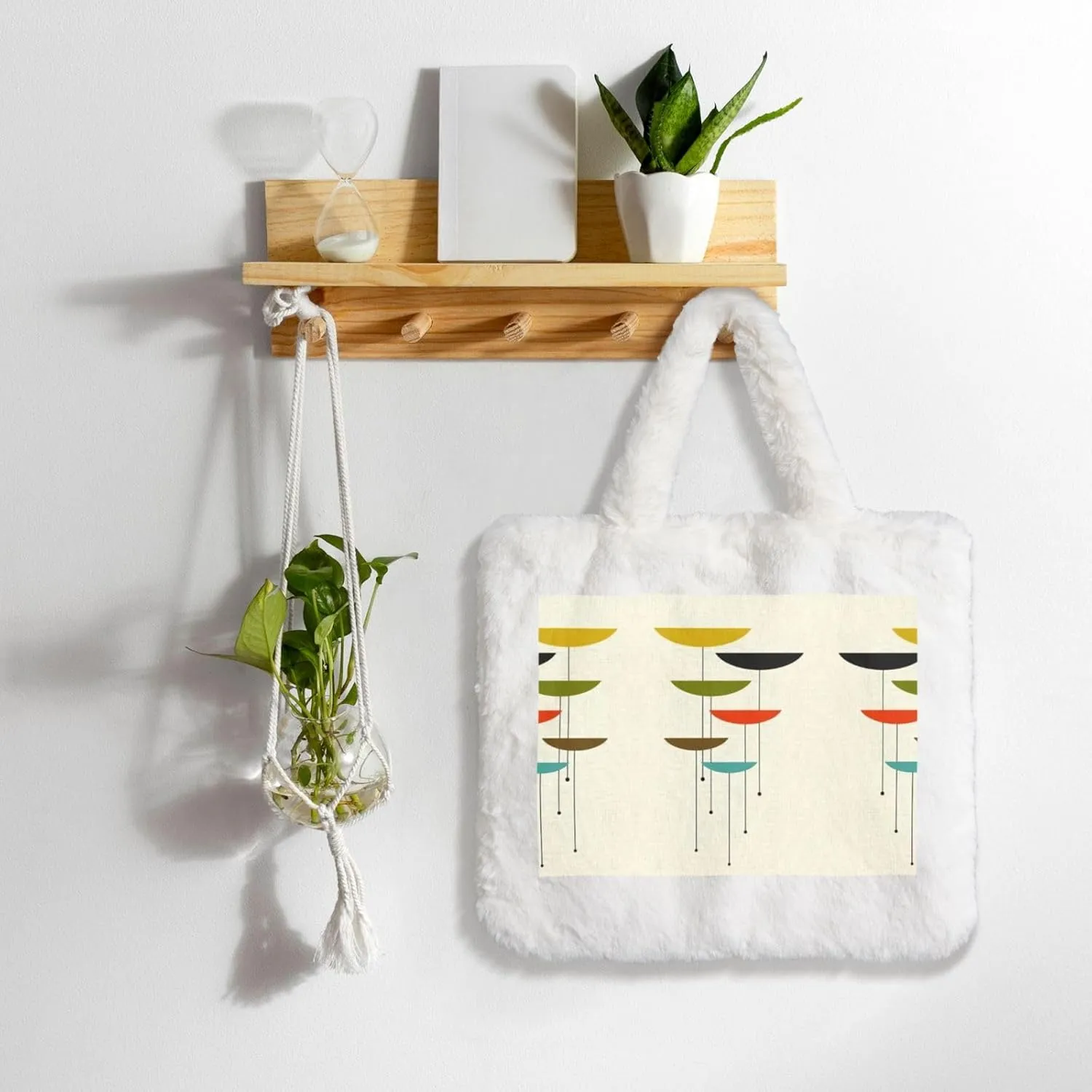 Mid Century Modern Prints Printing Soft Plush Handbag For Womens Tote Bag For Women,Women Satchel Bags Wallet Purse For Gifts