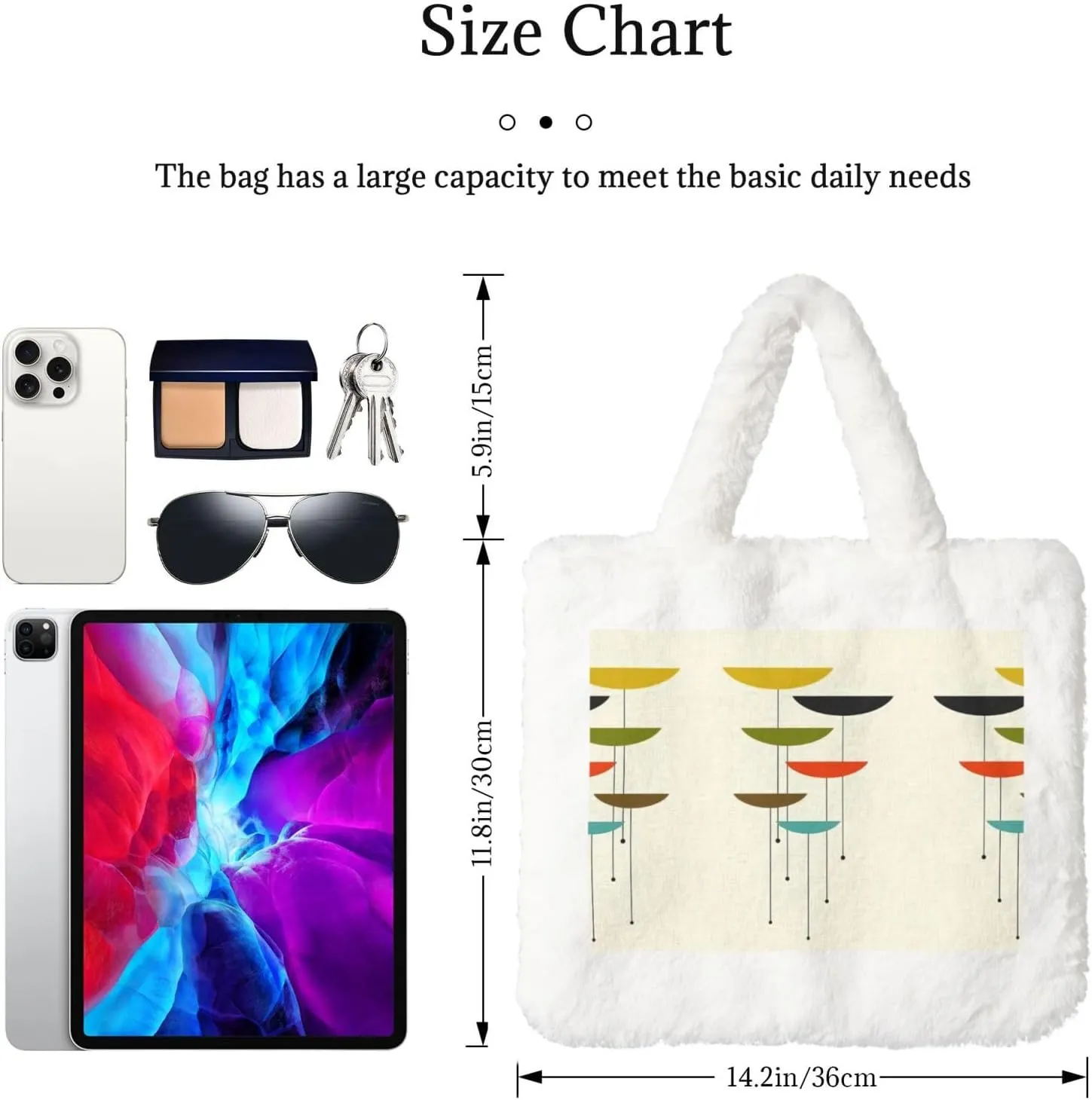Mid Century Modern Prints Printing Soft Plush Handbag For Womens Tote Bag For Women,Women Satchel Bags Wallet Purse For Gifts