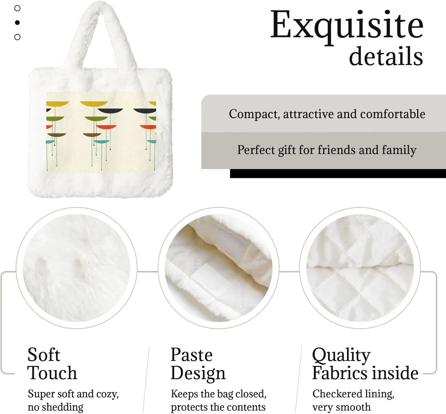 Mid Century Modern Prints Printing Soft Plush Handbag For Womens Tote Bag For Women,Women Satchel Bags Wallet Purse For Gifts