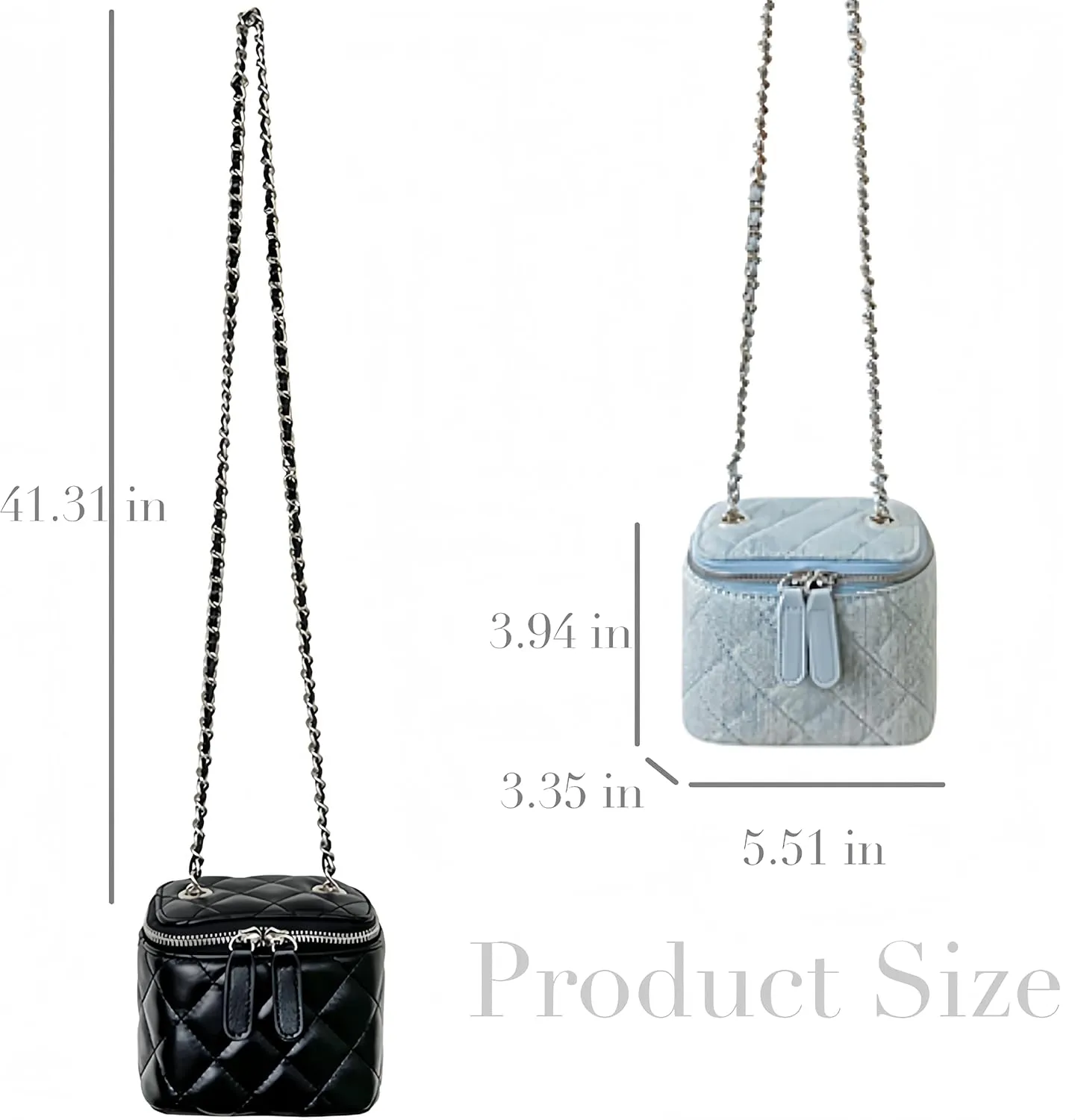 Mini Denim Crossbody Bags for Women Small Vintage Square Box Purse Boho Cross Body Handbags with Chain and Zipper