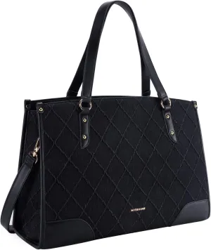 Missnine Denim Tote Bag for Women - Casual & Work - 15.6 inch Shoulder Bag for Office & Business