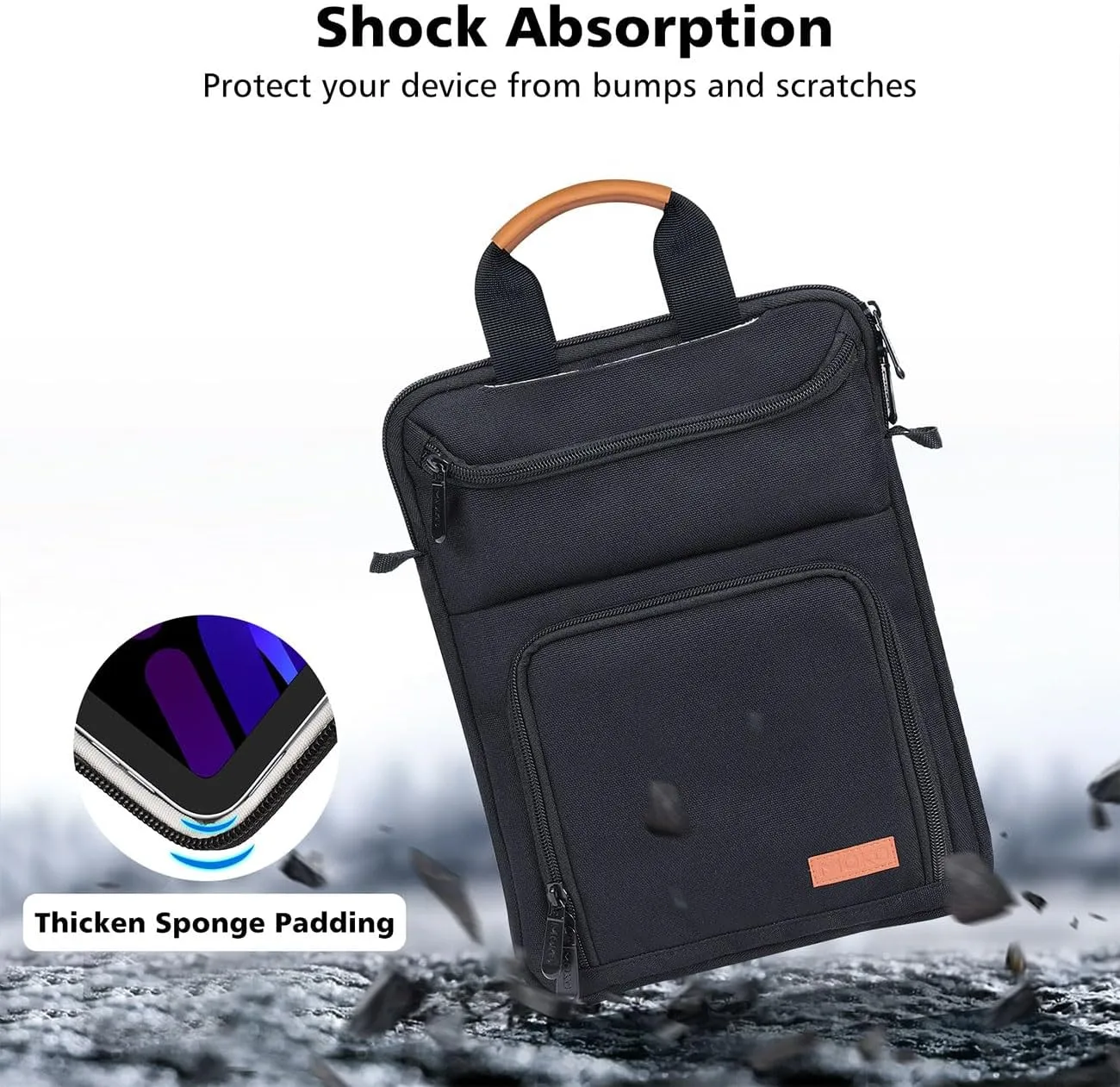 MoKo 9-11 Inch Tablet Sleeve Bag Carrying Case Fits New iPad Air/iPad Pro 11 inch 2024, iPad Air 5 10.9, iPad 10th 10.9, iPad 9/8th 10.2, Tab S8/S9 11, with Shoulder Strap, Handle and Pockets, Black